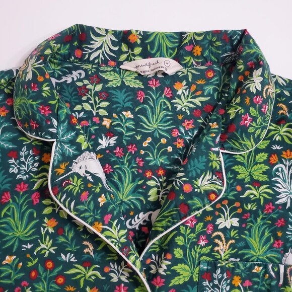 PrintFresh Pajama Top M Unicorn's Garden Juniper Organic Cotton Short Sleeve - Picture 4 of 13